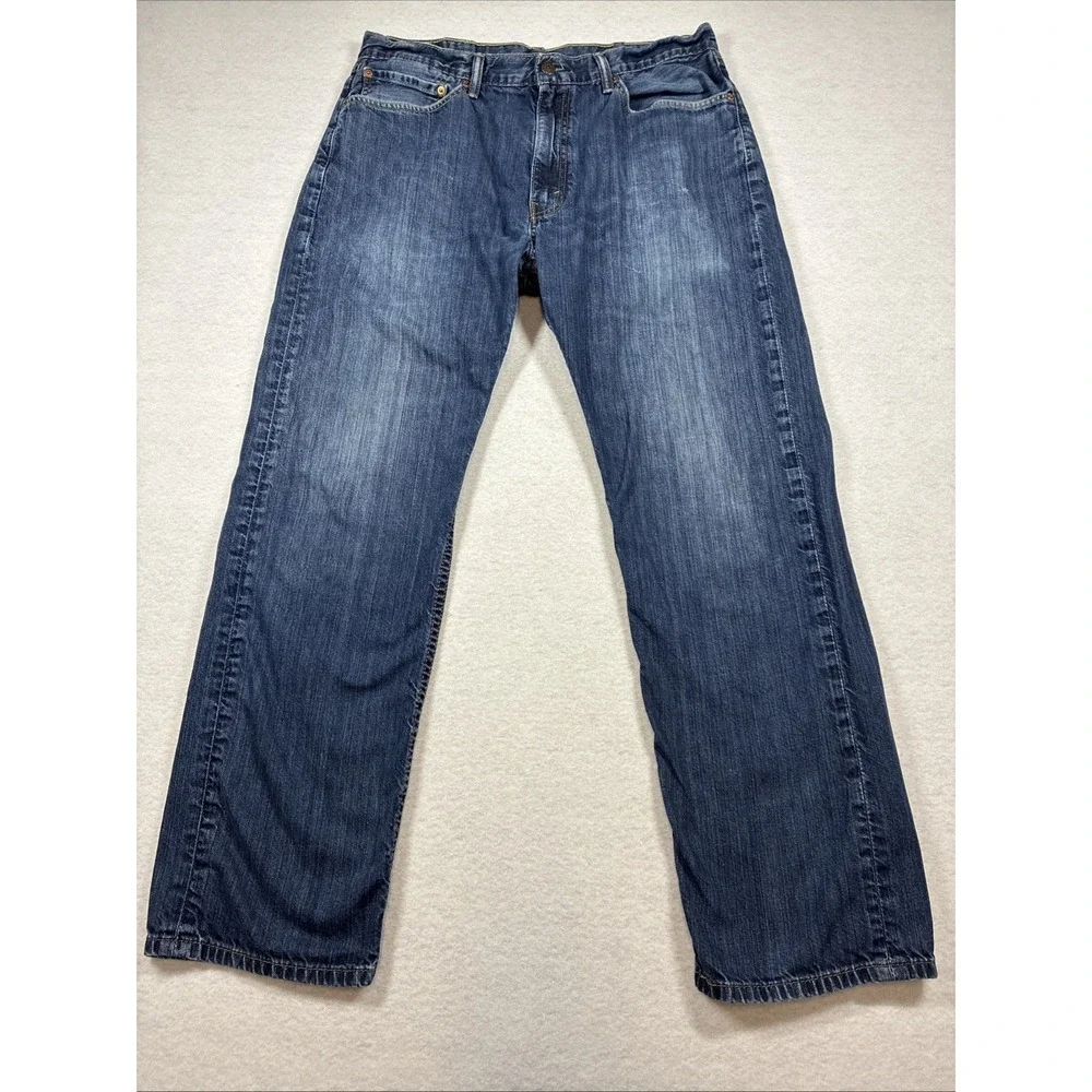Levi's‎ 505 Straight Leg Jeans Men's 38x32 Blue Denim Medium Wash Great Fade
